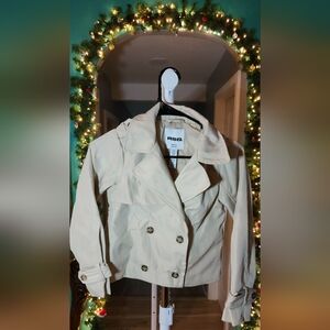 RSQ Women's Cream Double-Breasted Trench Coat